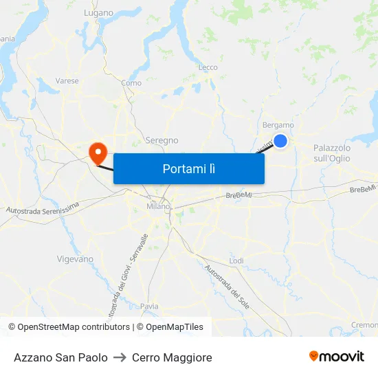 Azzano San Paolo to Cerro Maggiore map