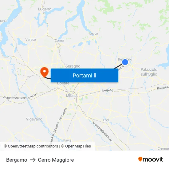 Bergamo to Cerro Maggiore map