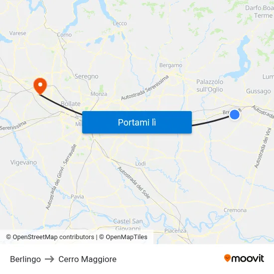 Berlingo to Cerro Maggiore map
