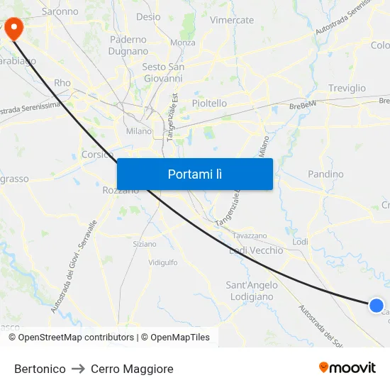 Bertonico to Cerro Maggiore map