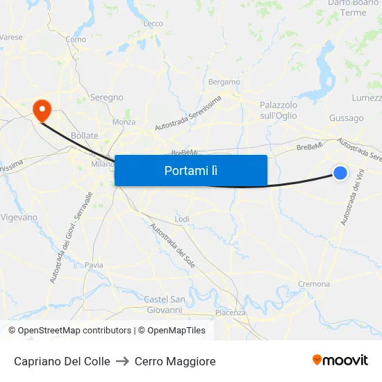 Capriano Del Colle to Cerro Maggiore map