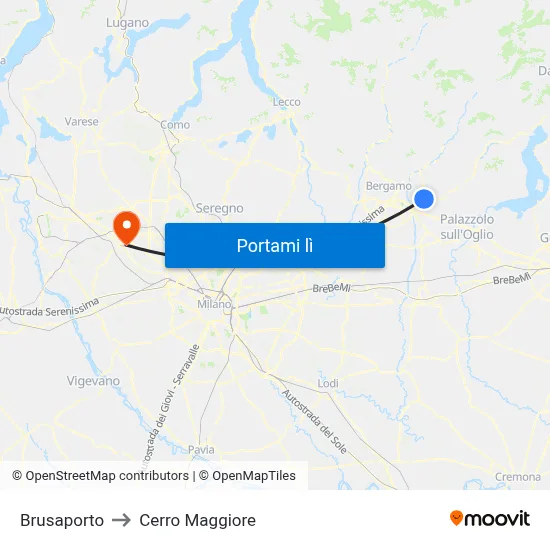 Brusaporto to Cerro Maggiore map