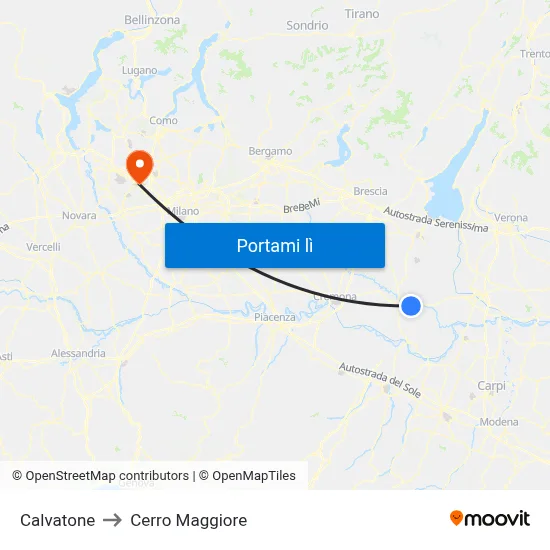 Calvatone to Cerro Maggiore map