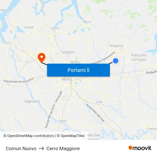 Comun Nuovo to Cerro Maggiore map