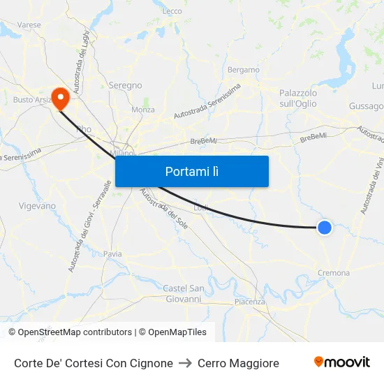 Corte De' Cortesi Con Cignone to Cerro Maggiore map