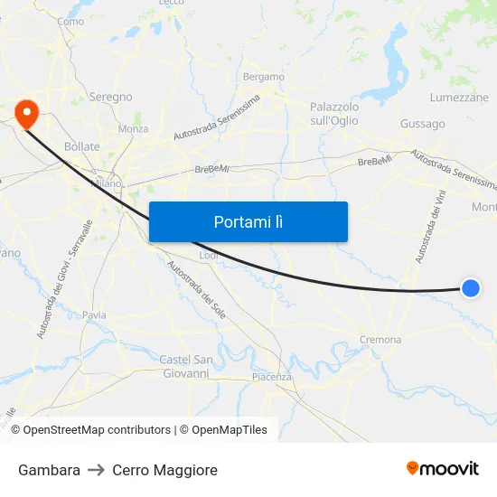 Gambara to Cerro Maggiore map