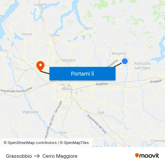 Grassobbio to Cerro Maggiore map