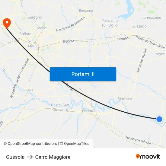 Gussola to Cerro Maggiore map