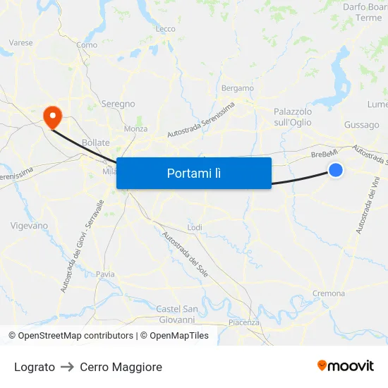 Lograto to Cerro Maggiore map