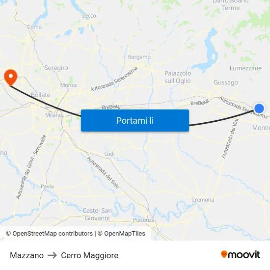 Mazzano to Cerro Maggiore map