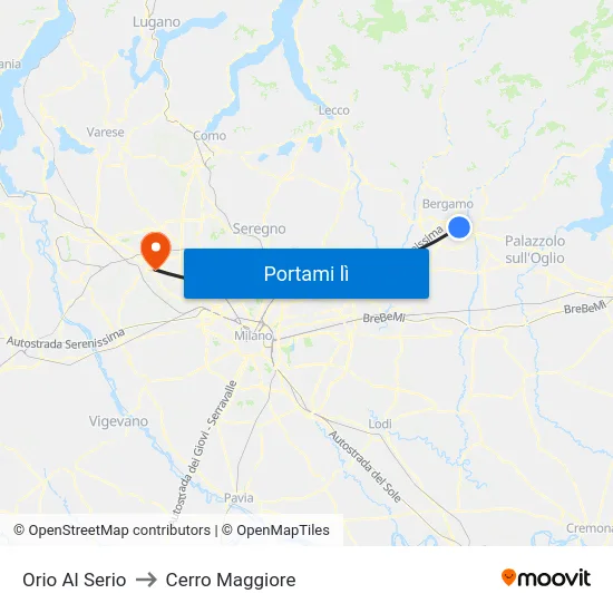 Orio Al Serio to Cerro Maggiore map