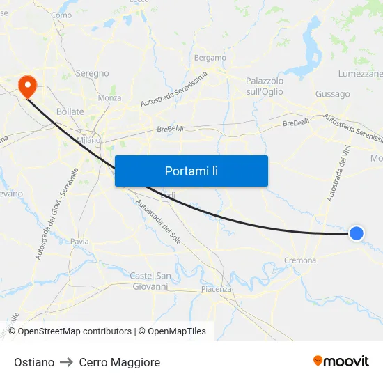 Ostiano to Cerro Maggiore map