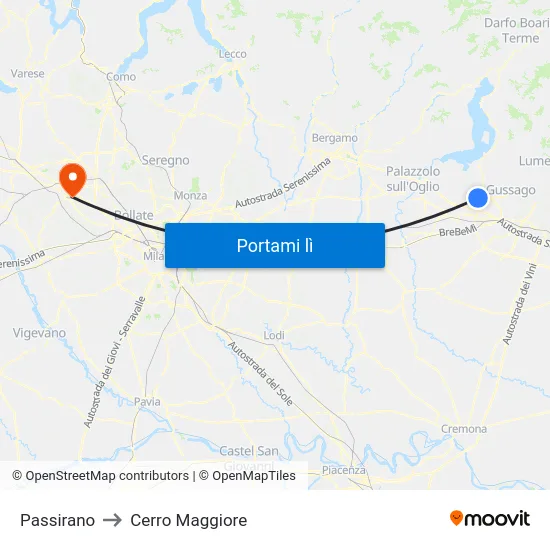 Passirano to Cerro Maggiore map