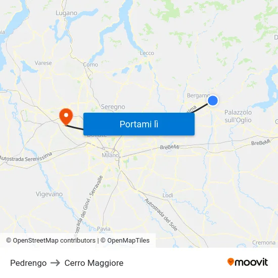 Pedrengo to Cerro Maggiore map