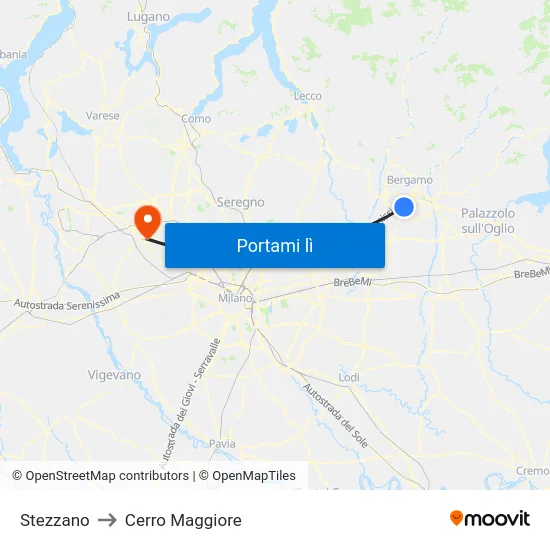 Stezzano to Cerro Maggiore map