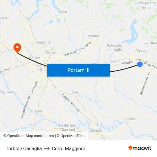 Torbole Casaglia to Cerro Maggiore map