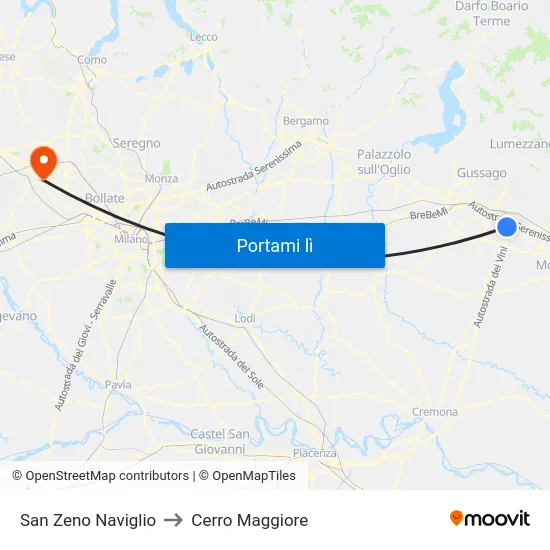 San Zeno Naviglio to Cerro Maggiore map