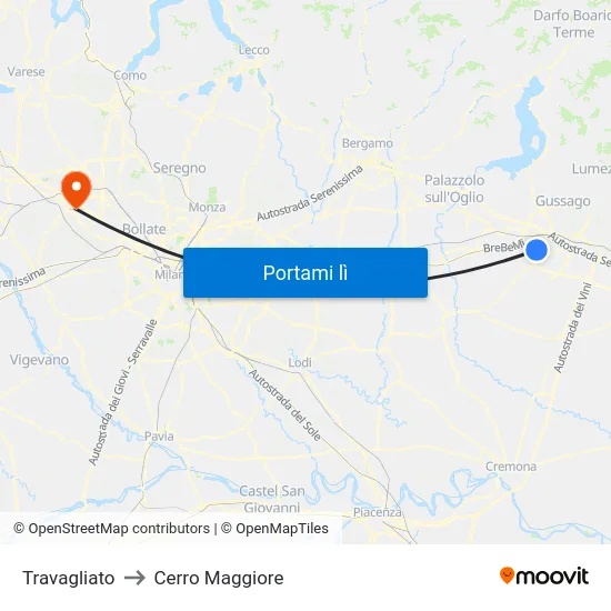 Travagliato to Cerro Maggiore map