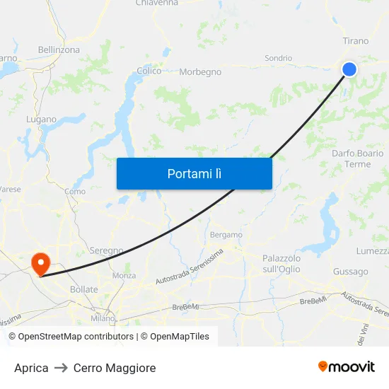 Aprica to Cerro Maggiore map