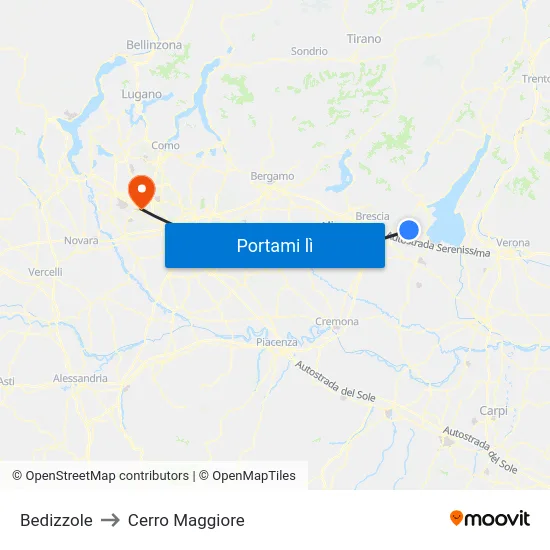 Bedizzole to Cerro Maggiore map