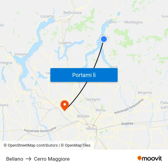 Bellano to Cerro Maggiore map