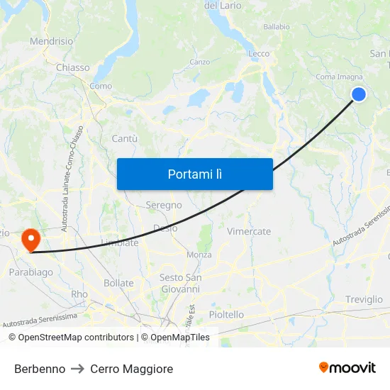 Berbenno to Cerro Maggiore map
