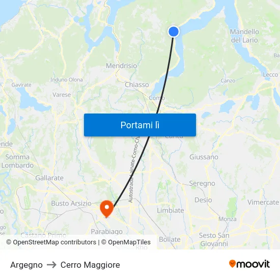 Argegno to Cerro Maggiore map