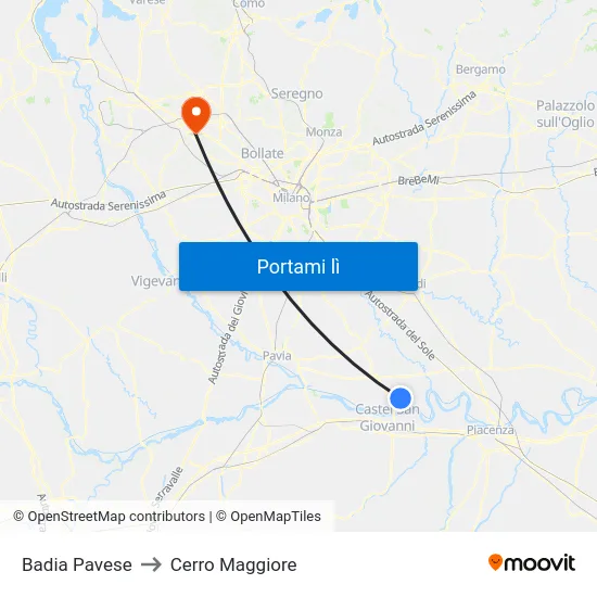 Badia Pavese to Cerro Maggiore map