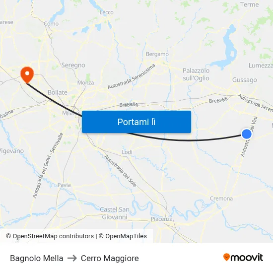 Bagnolo Mella to Cerro Maggiore map