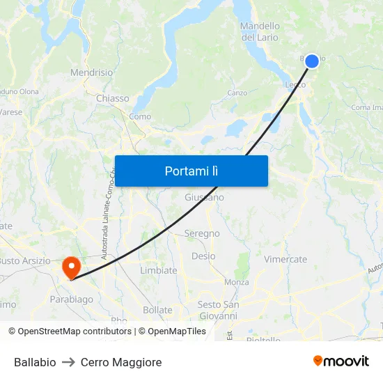 Ballabio to Cerro Maggiore map