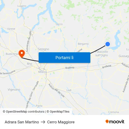 Adrara San Martino to Cerro Maggiore map