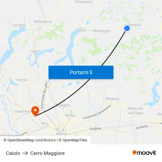 Caiolo to Cerro Maggiore map