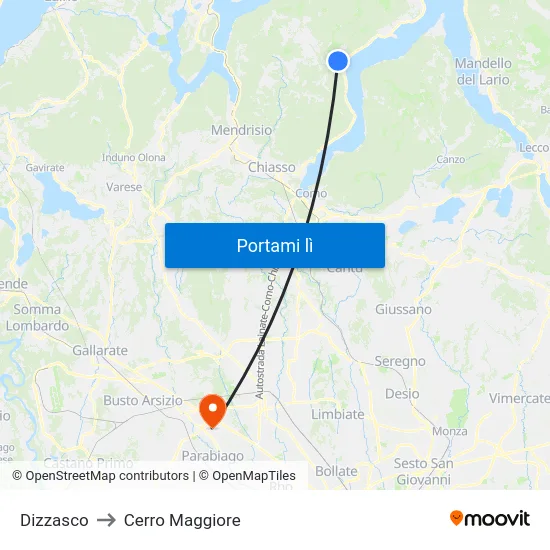Dizzasco to Cerro Maggiore map
