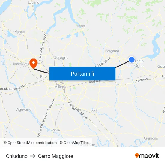 Chiuduno to Cerro Maggiore map