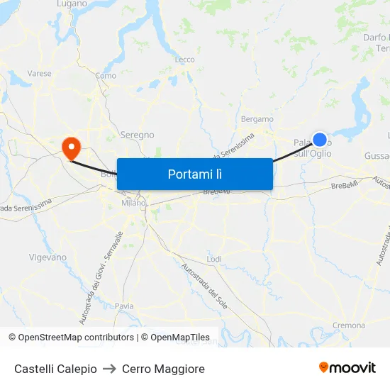 Castelli Calepio to Cerro Maggiore map