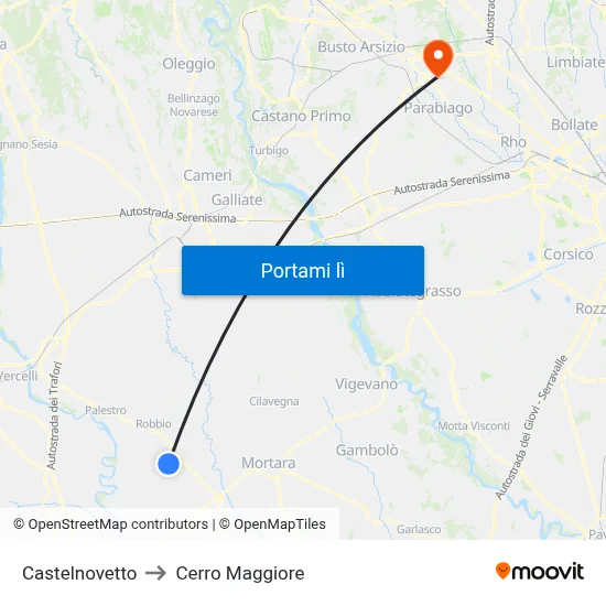 Castelnovetto to Cerro Maggiore map