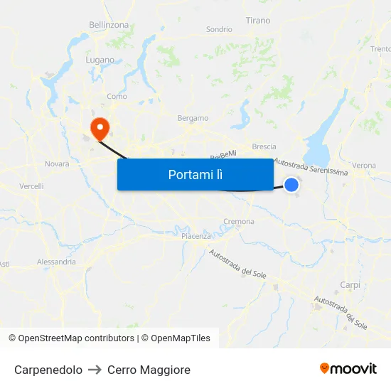 Carpenedolo to Cerro Maggiore map