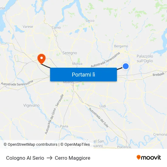 Cologno Al Serio to Cerro Maggiore map