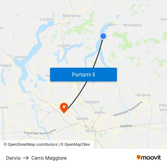 Dervio to Cerro Maggiore map