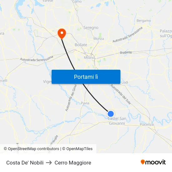 Costa De' Nobili to Cerro Maggiore map
