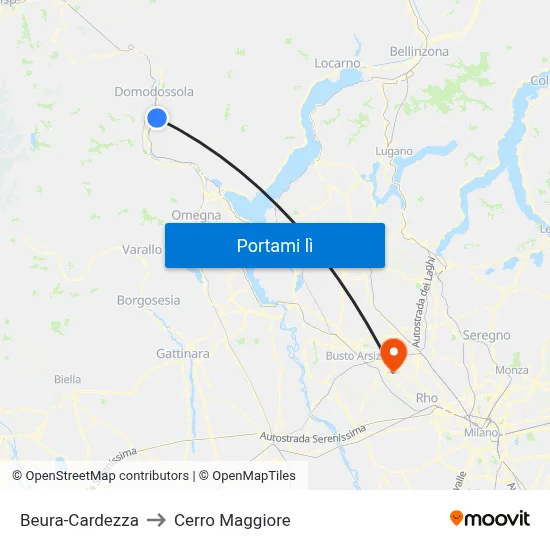 Beura-Cardezza to Cerro Maggiore map