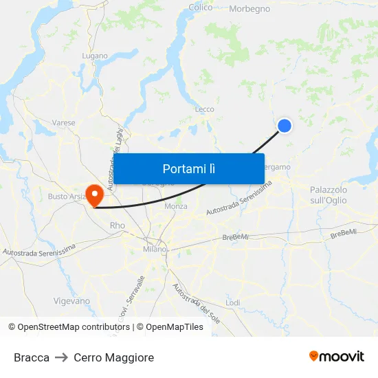 Bracca to Cerro Maggiore map