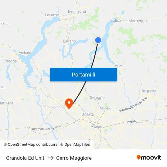 Grandola Ed Uniti to Cerro Maggiore map