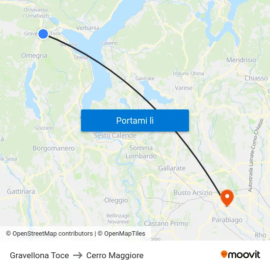 Gravellona Toce to Cerro Maggiore map