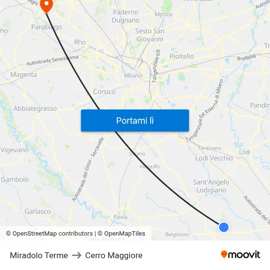 Miradolo Terme to Cerro Maggiore map