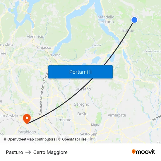 Pasturo to Cerro Maggiore map