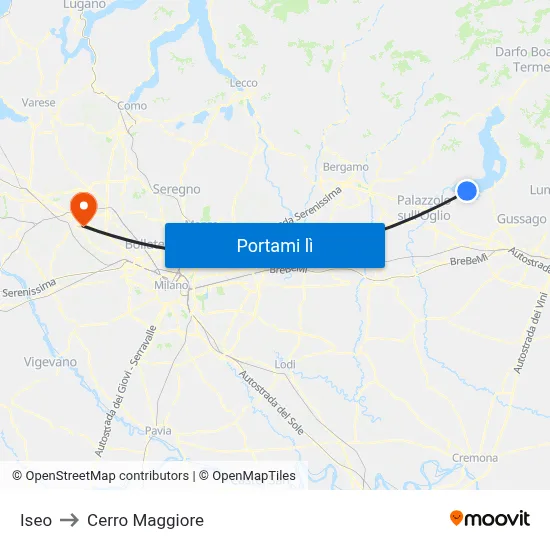 Iseo to Cerro Maggiore map
