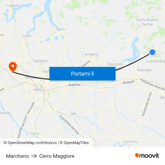 Marcheno to Cerro Maggiore map