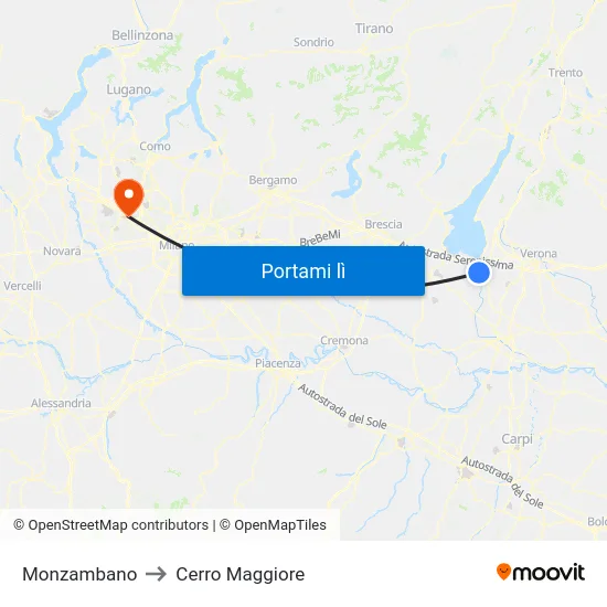 Monzambano to Cerro Maggiore map