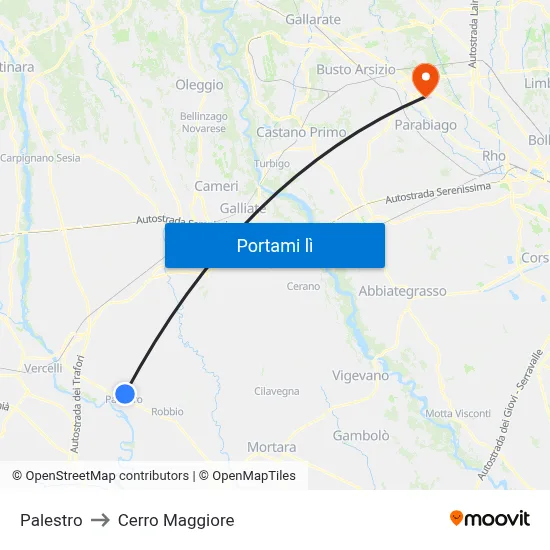 Palestro to Cerro Maggiore map